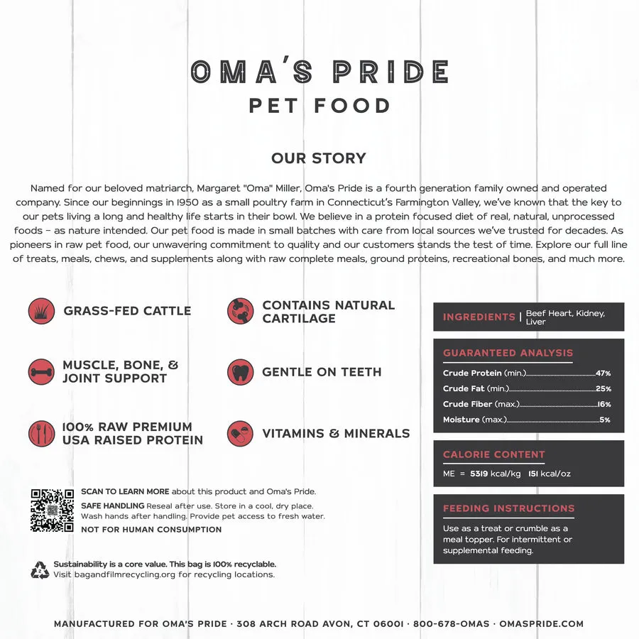 Oma's Pride Freeze-Dried Beef Organ Rounds for Dogs and Cats