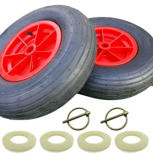 Pair of Pneumatic Dinghy Trolley Wheel With Washers and Clips