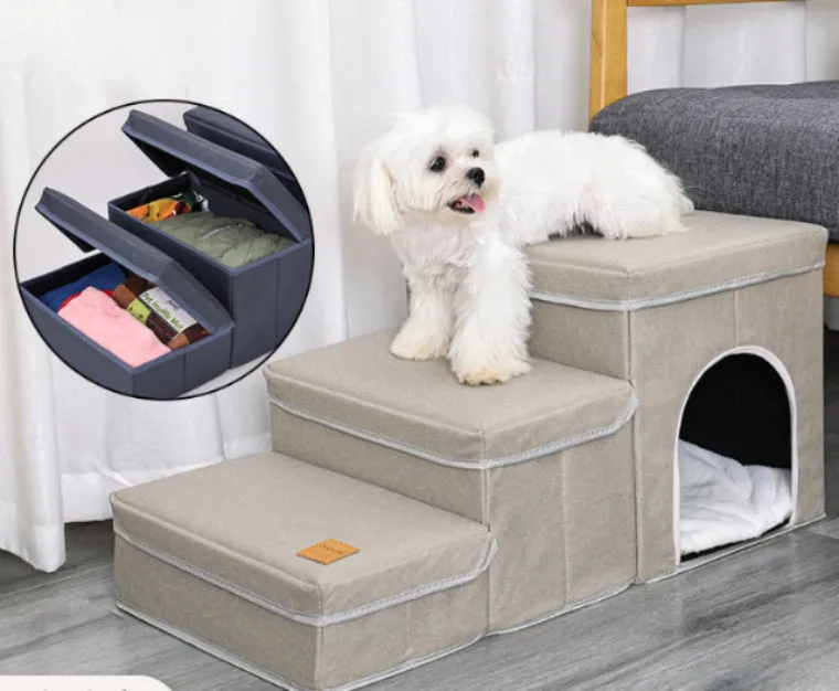 Premium Pet Fortable Steps with Storage and Lounge