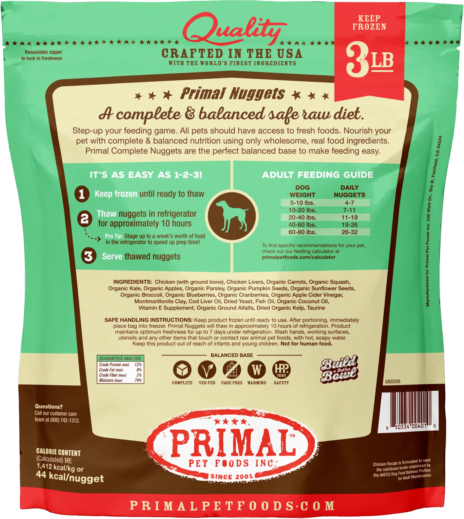Primal Raw Frozen Chicken Formula For Dogs