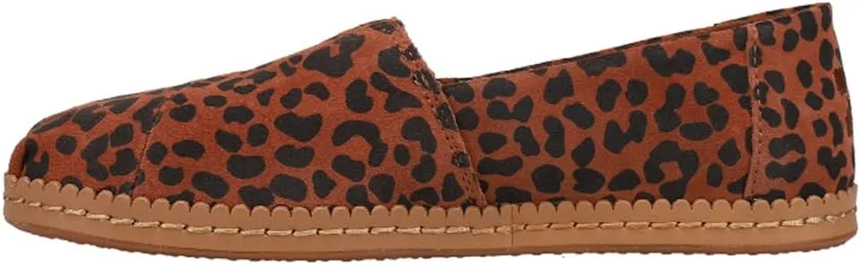 TOMS Womens Alpargata Leopard Leather Wrapped Slip On Flats Casual - Brown