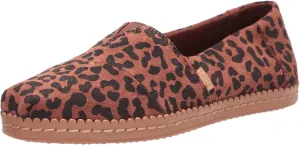 TOMS Womens Alpargata Leopard Leather Wrapped Slip On Flats Casual - Brown