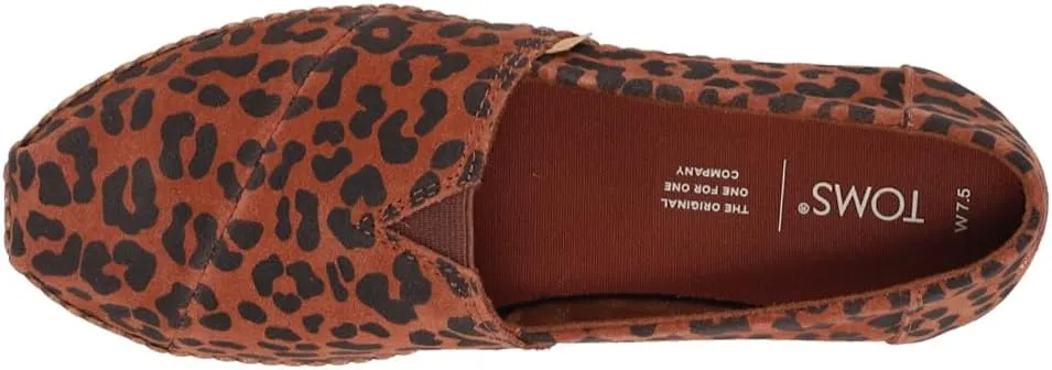 TOMS Womens Alpargata Leopard Leather Wrapped Slip On Flats Casual - Brown
