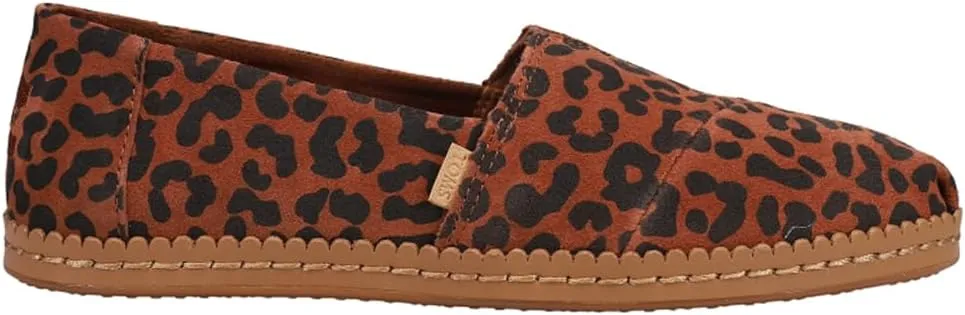 TOMS Womens Alpargata Leopard Leather Wrapped Slip On Flats Casual - Brown