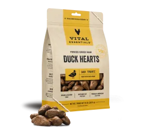 Vital Essentials Dog Freeze-Dried Duck Hearts Treats 10oz