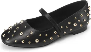 Women' Ballet Flats Round Toe Studded Wide Width Mary Jane Flats Casual Comfortable Ballerina Flats