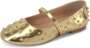 Women' Ballet Flats Round Toe Studded Wide Width Mary Jane Flats Casual Comfortable Ballerina Flats
