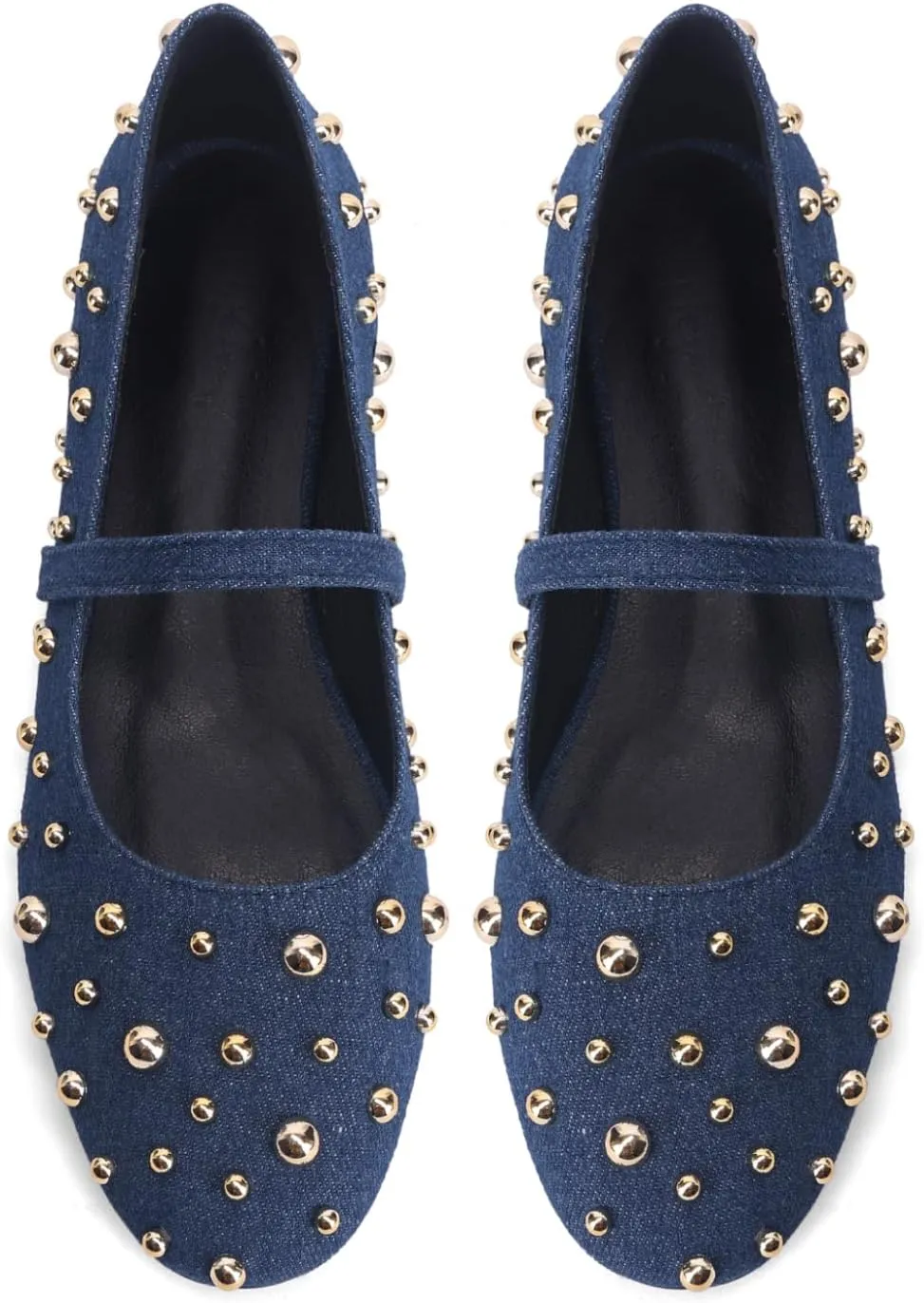 Women' Ballet Flats Round Toe Studded Wide Width Mary Jane Flats Casual Comfortable Ballerina Flats