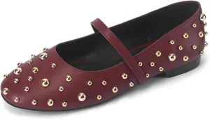 Women' Ballet Flats Round Toe Studded Wide Width Mary Jane Flats Casual Comfortable Ballerina Flats