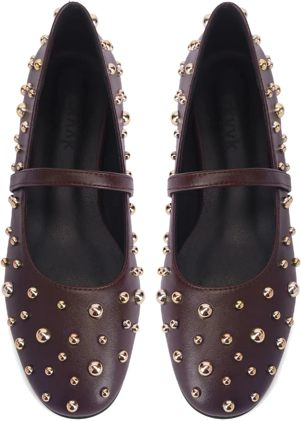 Women' Ballet Flats Round Toe Studded Wide Width Mary Jane Flats Casual Comfortable Ballerina Flats