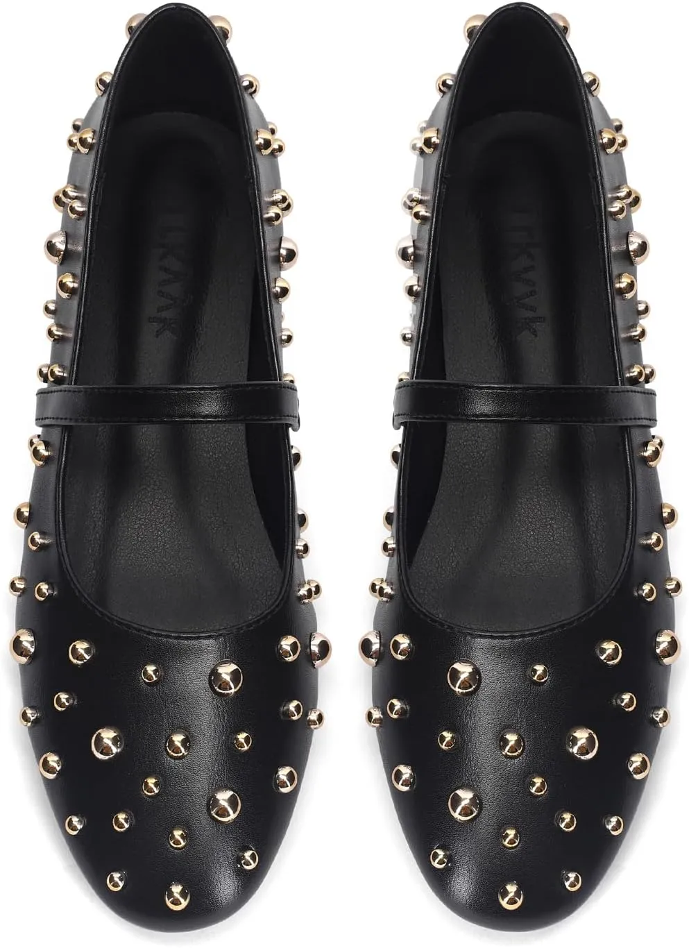 Women' Ballet Flats Round Toe Studded Wide Width Mary Jane Flats Casual Comfortable Ballerina Flats