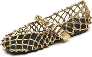 Women's Mesh Ballet Flats Fishnet Ballerina Flats Wide Width Woven Mary Jane