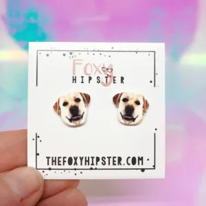 Yellow Labrador Dog Breed Stud Earrings